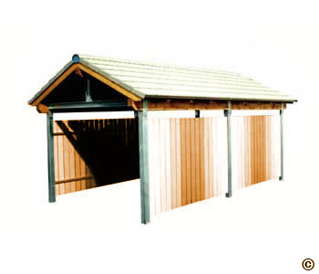 Carport Sateldach mit Seitenschutz